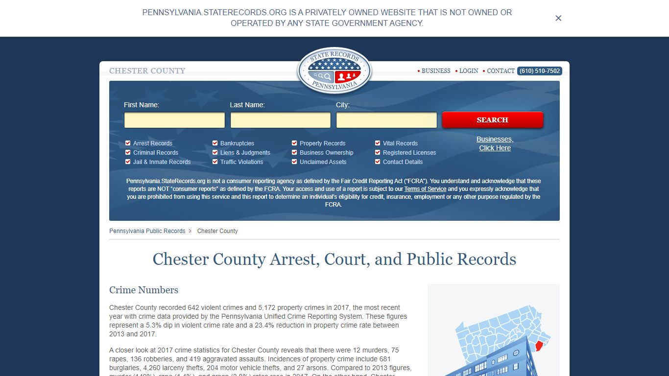 Chester County Arrest, Court, and Public Records